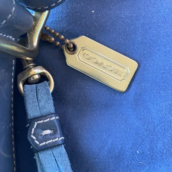 Vintage Coach Blue Suede Leather Crossbody Bag Purse Zip Top #G04S-1419 - Picture 7 of 9